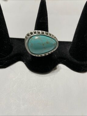 Lia Sophia Turquoise Teardrop Silver Ring
